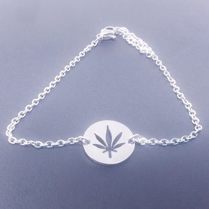 Stainless Steel Leaf Charm Bracelet